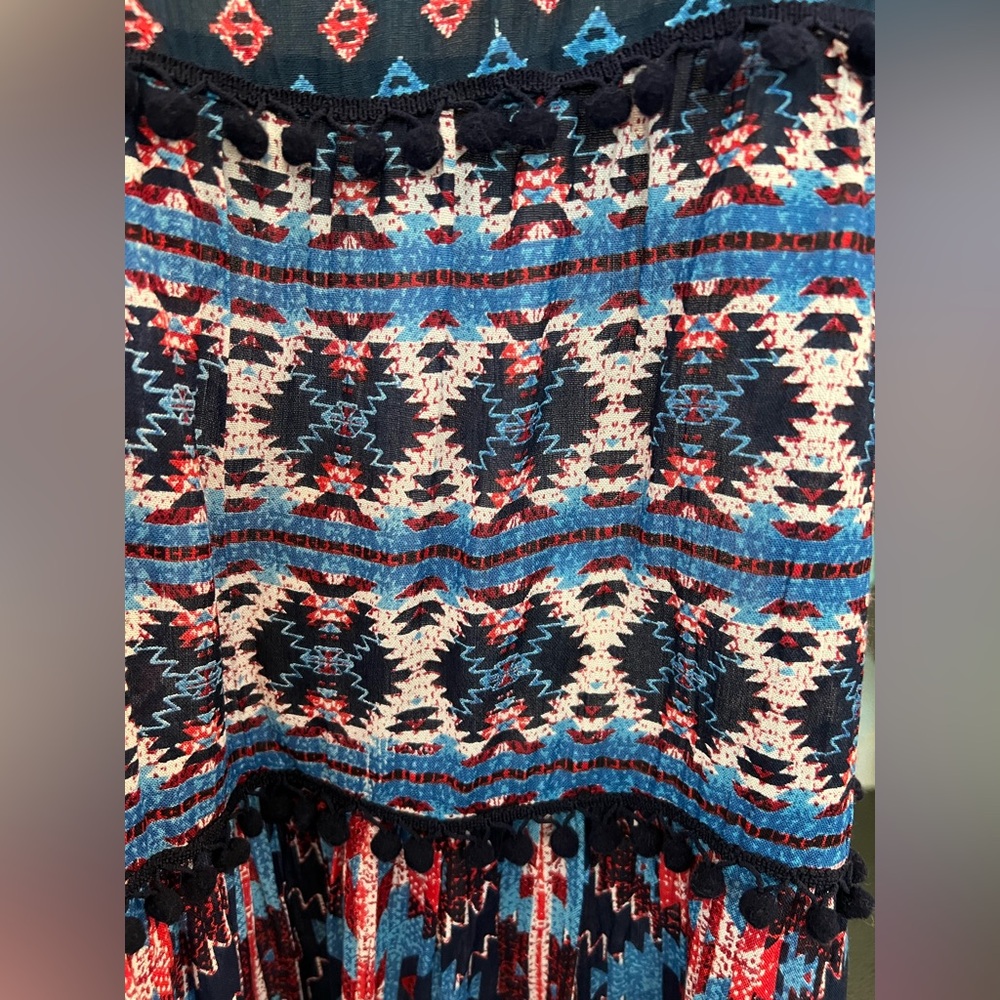 🆕 💙❤️🤍 NWOT WALLFLOWER Aztec Design Spaghetti Strap Dress | Women’s Sz M - Picture 6 of 10
